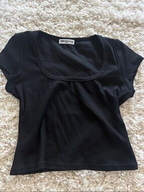 Princess Polly Black Scoop Neck Crop Top